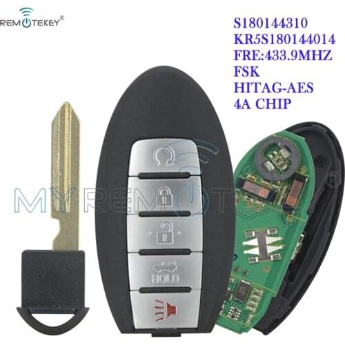 Remtekey KR5S180144014 5 Button 433mhz 4A chip S180144310 for Nissan Murano 2015 Altima Maxima 2016 2017 2018 Smart car Key