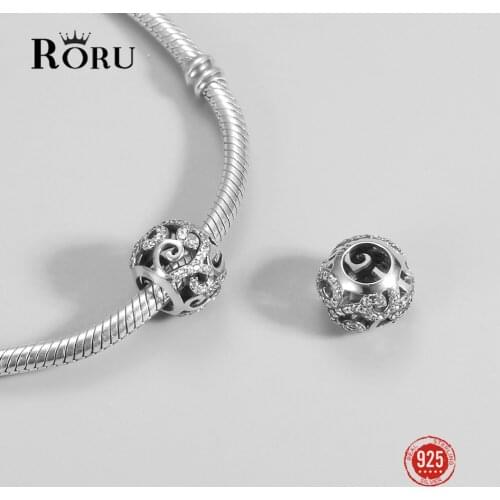 S925 Sterling Silver Zircon Hollow Beads Charm Bracelets Diy Charms for Jewelry Making Luxury Silver Jewelry Gift for Women