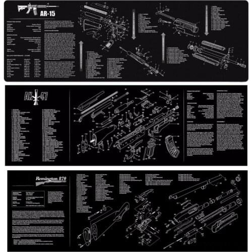 36x12 Inch GunSimth Rifle Gun Cleaning Bench Rubber Mat with All Part List Printing and Instruction for AR-15 AK47 remington 870