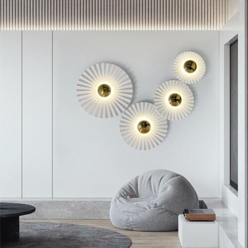 Modern Creativity Gold Plating Lotus Indoor Led Wall Lamps Hallway Stairs Sconce Bedroom Wall Decoration Fixtures