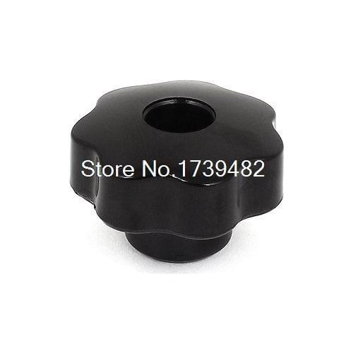 Machinery Lathe 38mm Dia M6 Thread Black Plastic Star Head Clamping Knob Grip