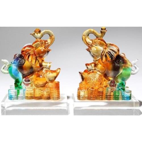 Glass elephant Feng Shui town house living room home decoration auspicious elephant ornaments