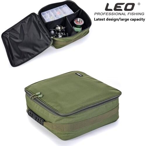 LEO Fishing Tackle Bag Large Capacity Removable Partition Waterproof Adjustable Fish Reel Storage Fishing Goods Bag for Fishing