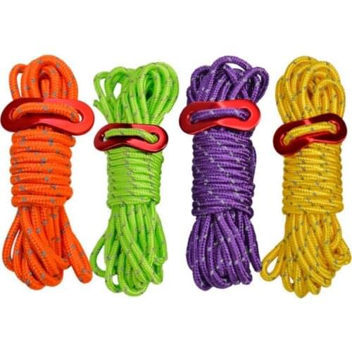 Reflective Nylon Rope Parachute Cord Multipurpose Multifunctional Adjustable Professional with Aluminum Alloy Tensioner
