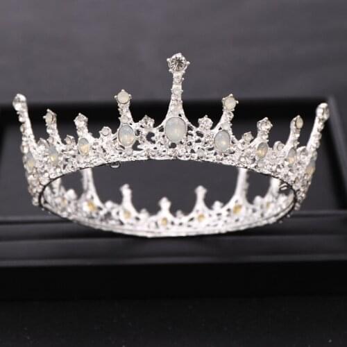 Baroque Rhinestone Crystal Queen Crown Wedding Tiara Bridal Diadem Silver Color Headpiece Crown Party Wedding Hair Accessories