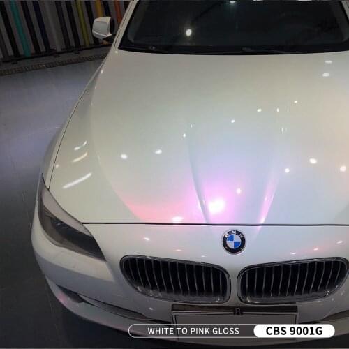 Top Popularly White To Pink Color Changing Vinyl Film Use For Car Body Chameleon Glossy Wrapping Sticker