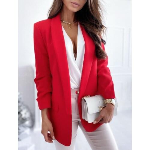 Spring and Autumn womens new slim suit coatBlazer Women Lapel Collar Open Stitch Solid Color Ladies Coat Slim Elegant Blazer