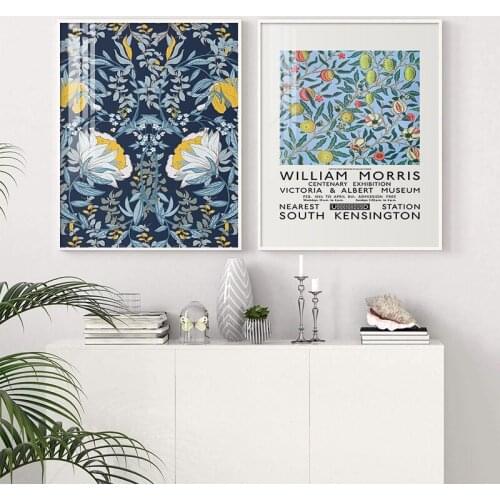 Vintage Fruit Flower Pattern William Morris Museum Poster and Print Canvas Painting Wall Art Picture for Living Room Home Decor