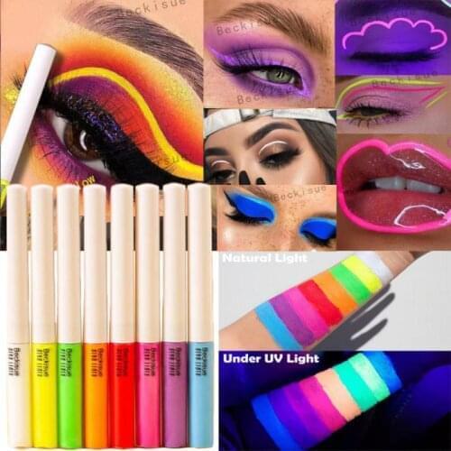 8 Colors Water Liquid Eyeliner UV Light Pastels Neon Eyeliner Pastel Black Light Neon Liner Glow In Dark Eye Liner TSLM1