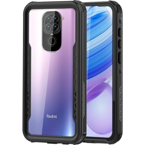 IP68 Diving Waterproof Case For Xioami Redmi Note 9 Rugged Cover Clear Back Case with Screen Protector