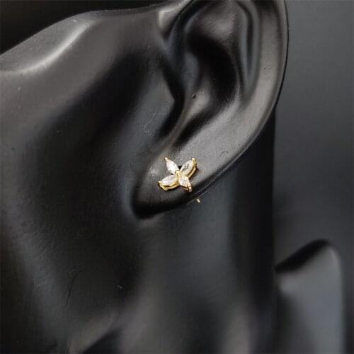 1:1 Classic Petal 4 Stone Shape 925 Sterling Silver Womens Earrings 3 Colors Luxury Jewelry Couple Anniversary Gift