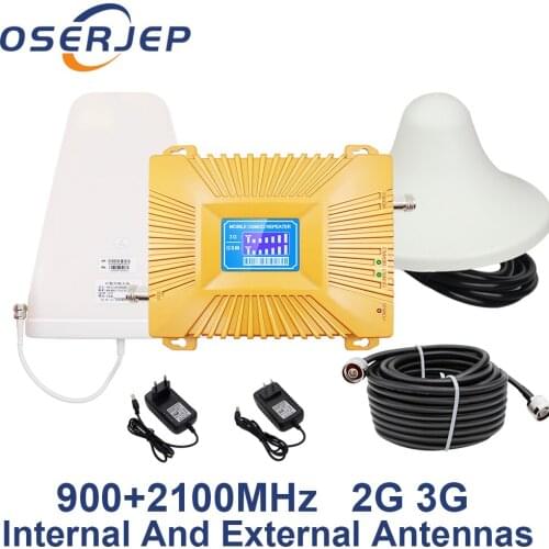 70dB LCD Display GSM 900 3G 2100 mhz Dual Band GSM 3G UMTS Cell Phone Amplifier 3G WCDMA 2100 Cellular Mobile Repeater +Antenna