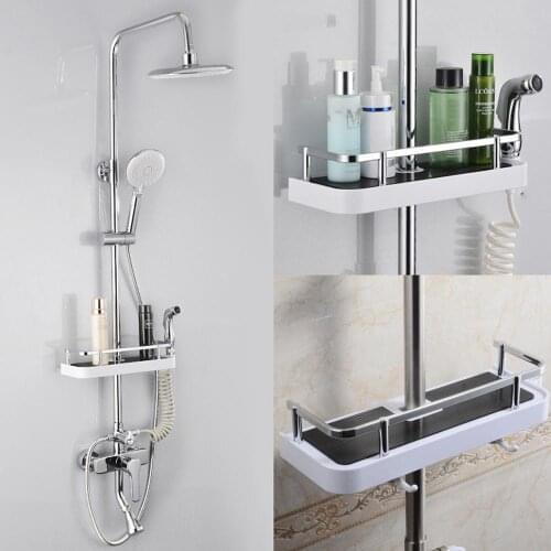 1pc Shower Storage Bathroom Shelf Rack Shampoo Bath Towel Tray Single Tier Shower Head Holder Bathroom Accessories