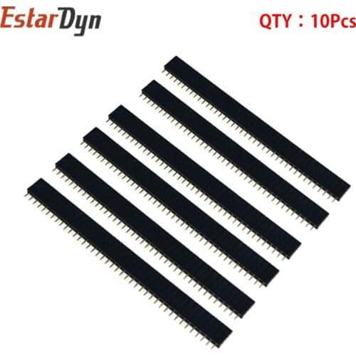 10pcs 2.54mm Black 40 Pin Single Row Straight Female Pin Header Connector Strip High Quality 2.54mm Black OH
