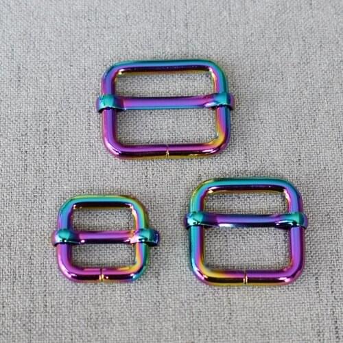 10 Pieces Metal Adjuster Buckle 15mm 20mm 25mm Colourful Blet Loop For Bag Straps Backpack Accessories Pet Collar Clasp Slider