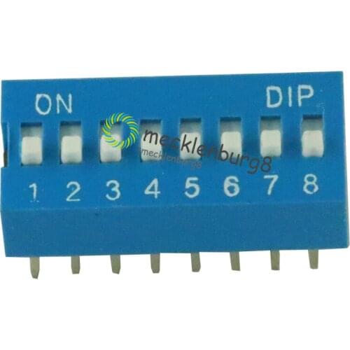 10pcs Blue 2.54mm Pitch 8 PositionWay 8-Bit Slide Type DIP Switch Module