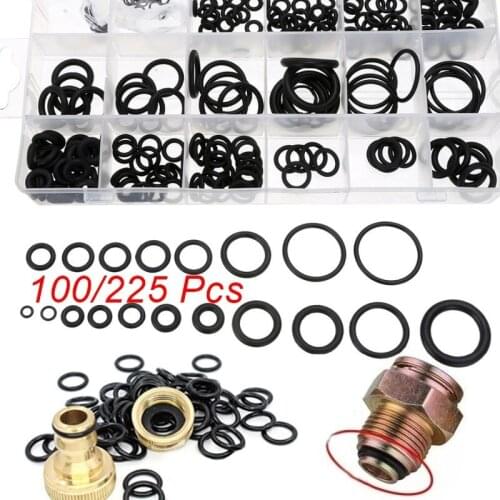 100/225 Pcs Black Rubber O Ring Assortment Washer Gasket Sealing O-Ring