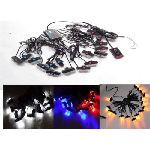 1set 16x 2 LED Strobe Lights stroboscopes fso Flasher 32 LED Remote Control Wireless Car Grille Flash Lights Auto Warning