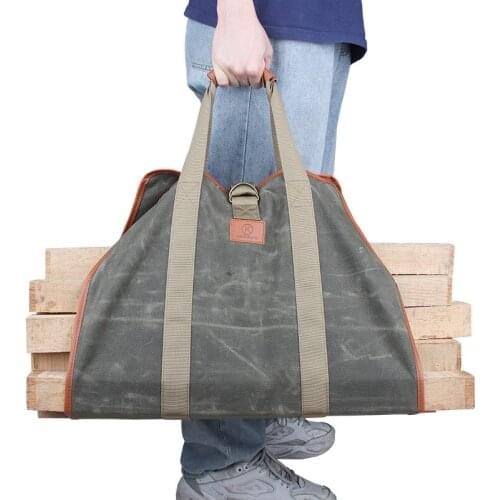 2021 Supersized Canvas Firewood Wood Carrier Bag Outdoor Holder Carry Camping Picnic Outdoor Firewood Canvas Bag