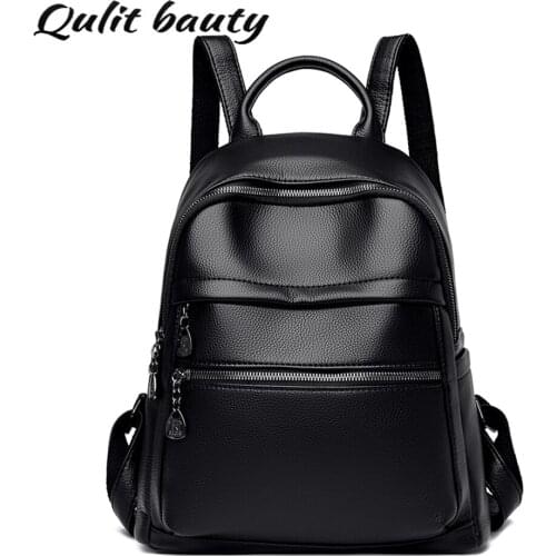 2021 High Quality Women Leather Backpack Multi-pocket Design Brand Backpacks for School Teenagers Girls Designer Luxury Bagpack