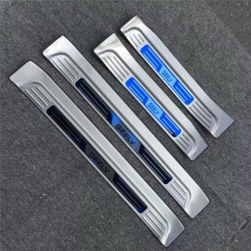4pcs/set Stainless steel exterior door sill strip fit for 2018 Emgrand Threshold trim welcome pedal Scuff plate guard cover