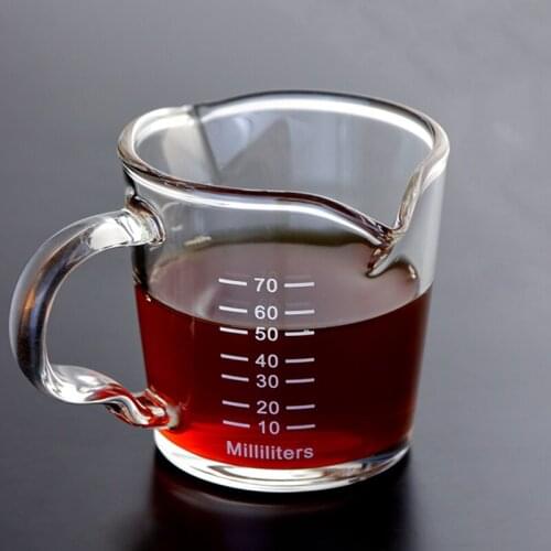 70mL Heat Resistant Double Spout Glass Coffee Measuring Cups for Home and Kitchen Espresso Transparent Juice Cup Mouth Milk Cups