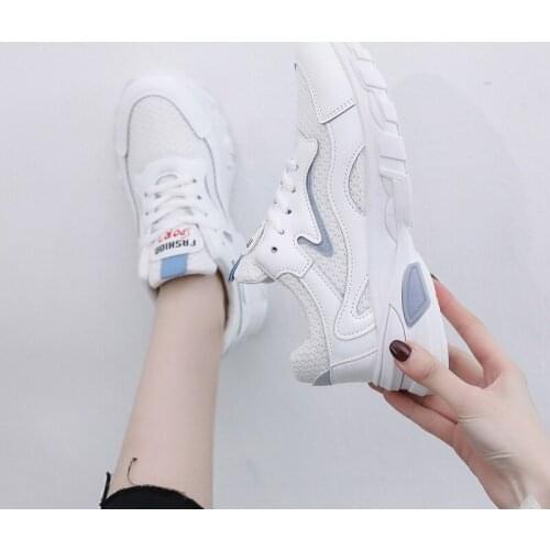 White Mesh Women Sneakers Fashion Thick Bottom Womens Platform Sneakers Casual Shoes Zapatos De Mujer New Spring Hot Sale U13-19