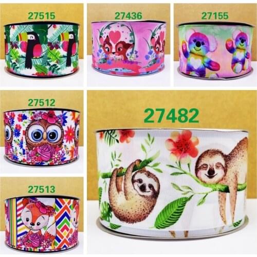 Free shipping 50 yard cartoon printed grosgrain ribbon 27482