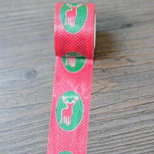 Free shipping Beautiful 30mm*10m washi paper tape/red background deer in green mirror masking japan washi tape