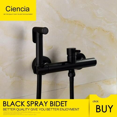 Free Shipping Brass Black Bidets Faucet Toilet Cleaner Shower Spray Bidet Sprayer Toilet Faucets with Thermostatic Mixer