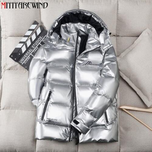 -30 Degree Shiny Parkas Womens Down Jacket Waterproof Parkas 90% White Duck Down Coat Jacket Hooded Keep Warm Down Parka Coat