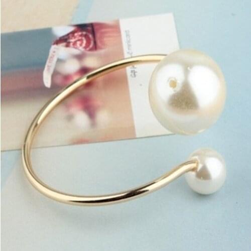 HOT Sale fashion exaggerated jewelry double bead big & small imitation pearl bracelet & bangles for women