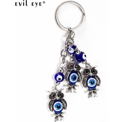 Evil Eye Animal Owl Plant Glass Keychain Key Chain Fashion Lucky Turkish Greek For Men Women Jewelry EY5330
