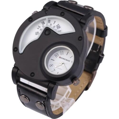 Mens Watches Military Russian Army Dual Time Zones Quartz Wrist Watch For Men Leather Watchband Unique Design Relogio Masculino