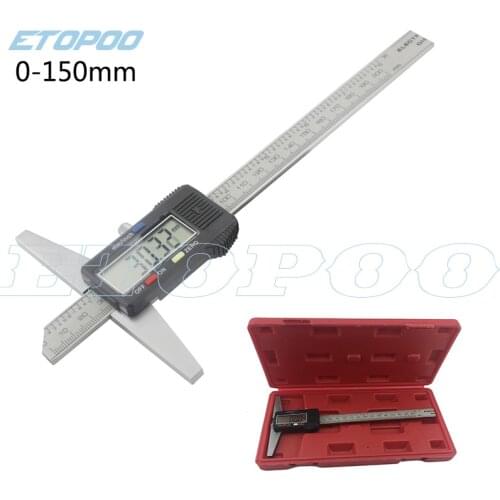High quality 0-150mm 6" Metric Imperial Digital Depth Vernier Caliper Micrometer Stainless Steel Electric Digital Depth Gauge