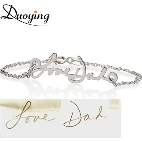 DUOYING Actual Handwriting Bracelet Personalized Signature Bracelet Name Bracelet Custom Jewelry Gold/Silver/Rose Gold Color