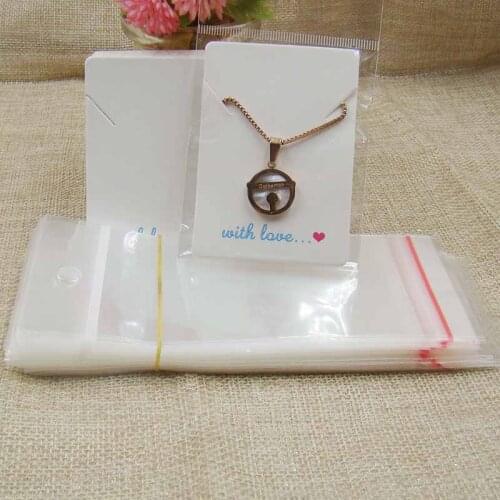 5*7cm white /kraft handmade with love jewelry display packing card necklace display card 100pcs+100matching oppbag