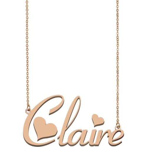 Claire Name Necklace Custom Personalized Gold Steel for Women Girls Best Friends Birthday Wedding Christmas Mother Days Gift