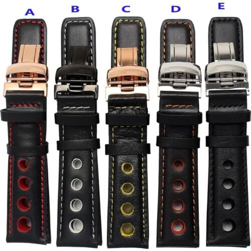 For Tissot racing series leather strap prs516 T91 1853 strap 20mm black orange thread with butterfly buckle