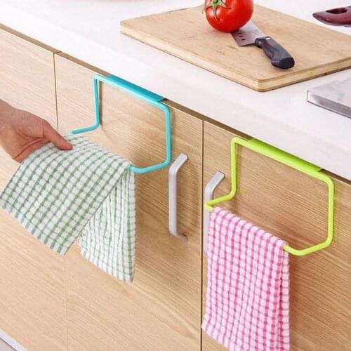 Kitchen Organizer Towel Rack Hanging Holder Cupboard Cabinet Door Back Hanger Towel Sponge Holder Storage Rack for Bathroom