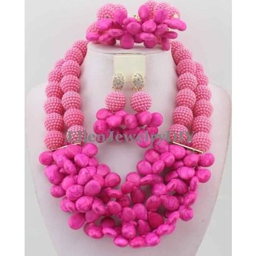 Hot Nigerian Wedding African Beads Jewelry Set Beads Necklace Jewelry Set Free Shipping W10972