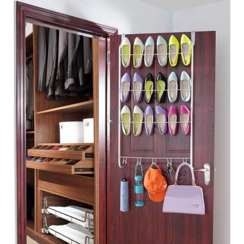 Metal Door Storage Rack Slippers Rack on Wall Multilayer Storage Shelf Simple Shoes Rack