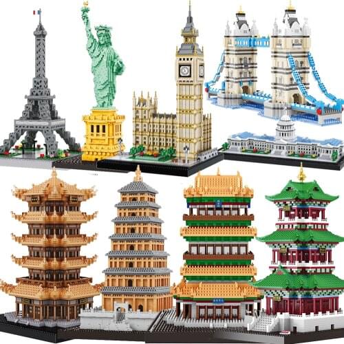 Mini Blocks Architecture Model Building Kit Capital Paris Eiffel Tower Big Ben Micro Construction Bricks Expert Sets Louvre