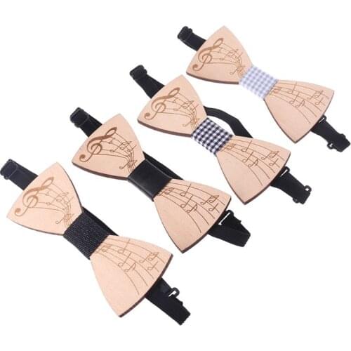 Fashion Wooden Bowtie For Men Gentlemen Handmade Graceful Note Pattern Music Party Bow Ties