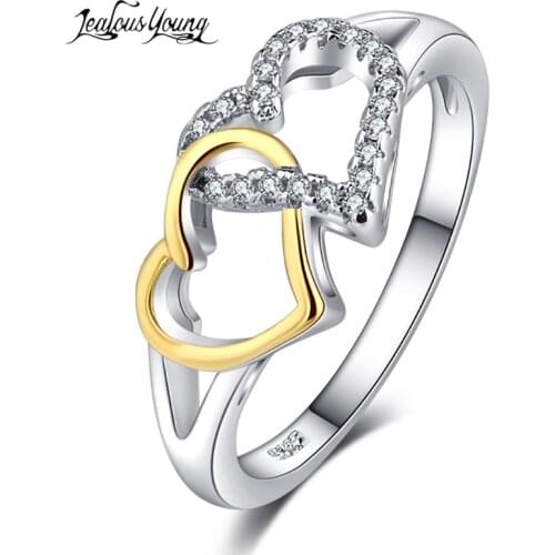 Fashion Heart Crystal Rings Gold Color Finger Ring Wedding Engagement Ring Cubic Zirconia Rings for Women Party Gift