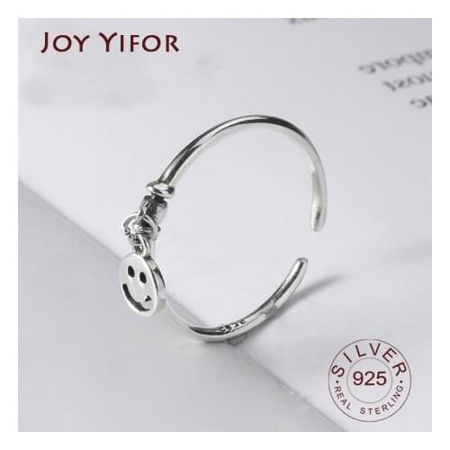 Ulti-style Vintage 925 Sterling Silver Rings Handmade Size smile tassel Adjustable Thai Silver Rings For Men Women