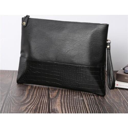 Men Clutch Bags New Fashion Envelope Bag Male High Quality Leather Day Clutch Shoulder Bag Luxury Crocodile Pattern Phone Wallet