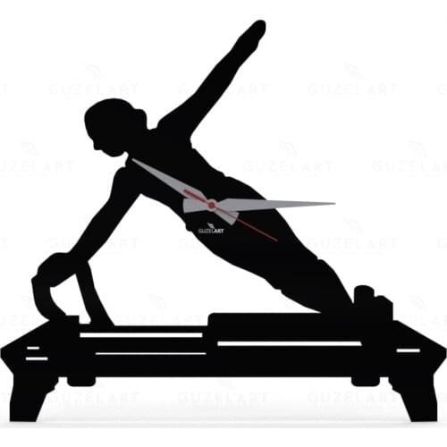 Pilates Wall Clock GuzelArt Decorative Wall Clock Living Room Decoration Wall Decor Wooden Modern Design Home Decor Black
