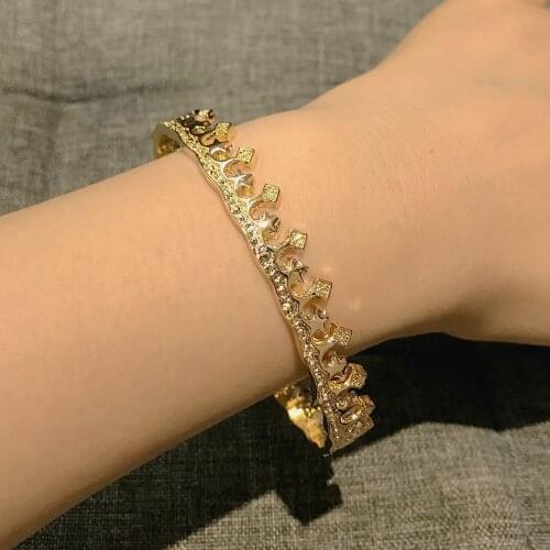 Limted Big Size Crown Star Bangles Gold Plated Alloy diameter 7.5cm Bangle For Women Men