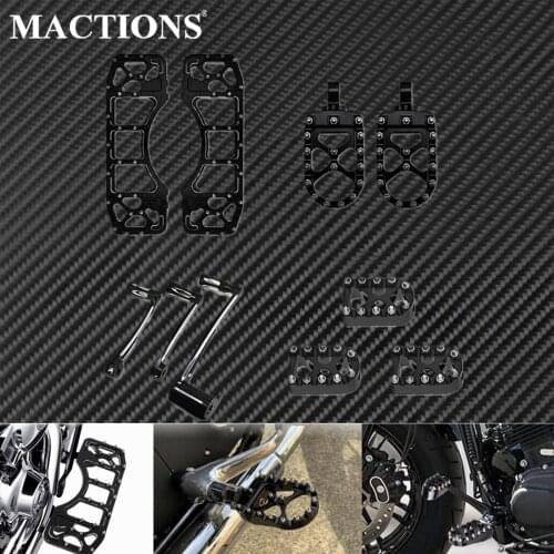 Motorcycle Front Wide Floorboards Rear Foot Pegs 3Pcs Shifter Pegs W/Brake Arm Shifter Lever For Harley Touring FLHX FLHR 14-Up